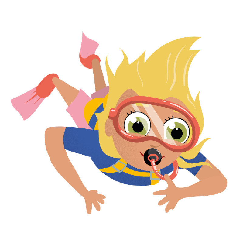 Character illustration: Anastasia scubading