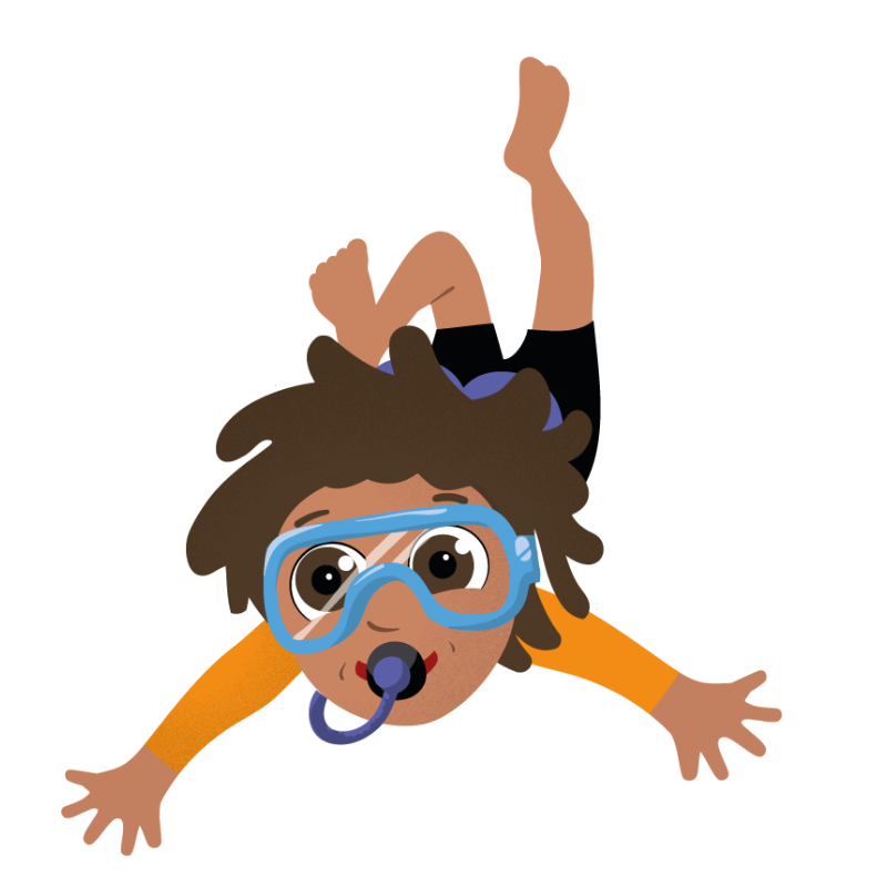 Character illustration: Yannis scubading