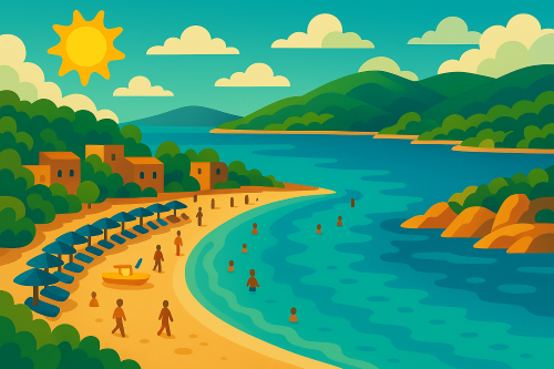 Illustration: the beautiful shore of Saronida