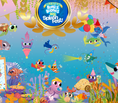 Bubble buddies celebrate in a frenzy